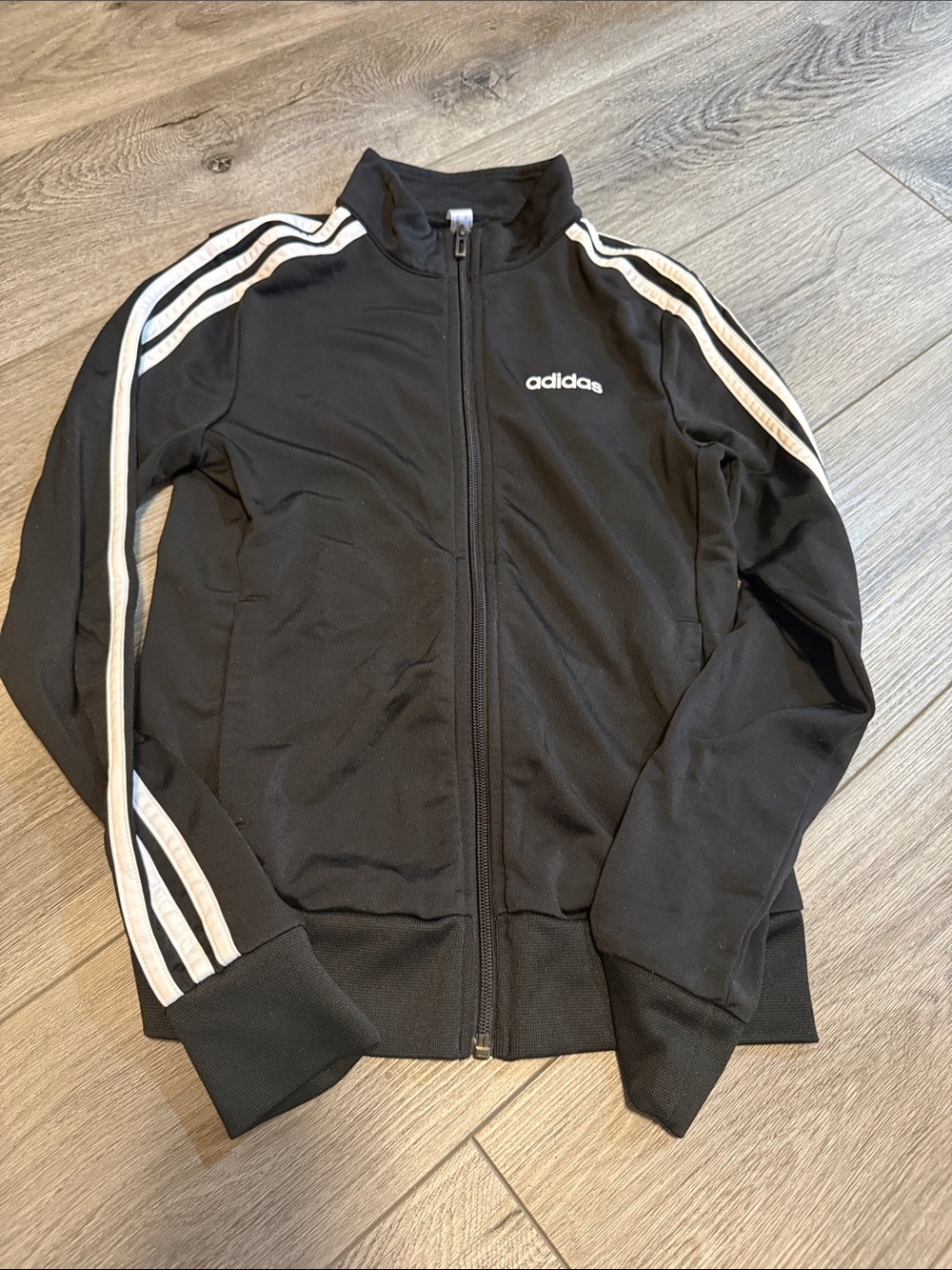 adidas Black Track Jacket with White 3-Stripe